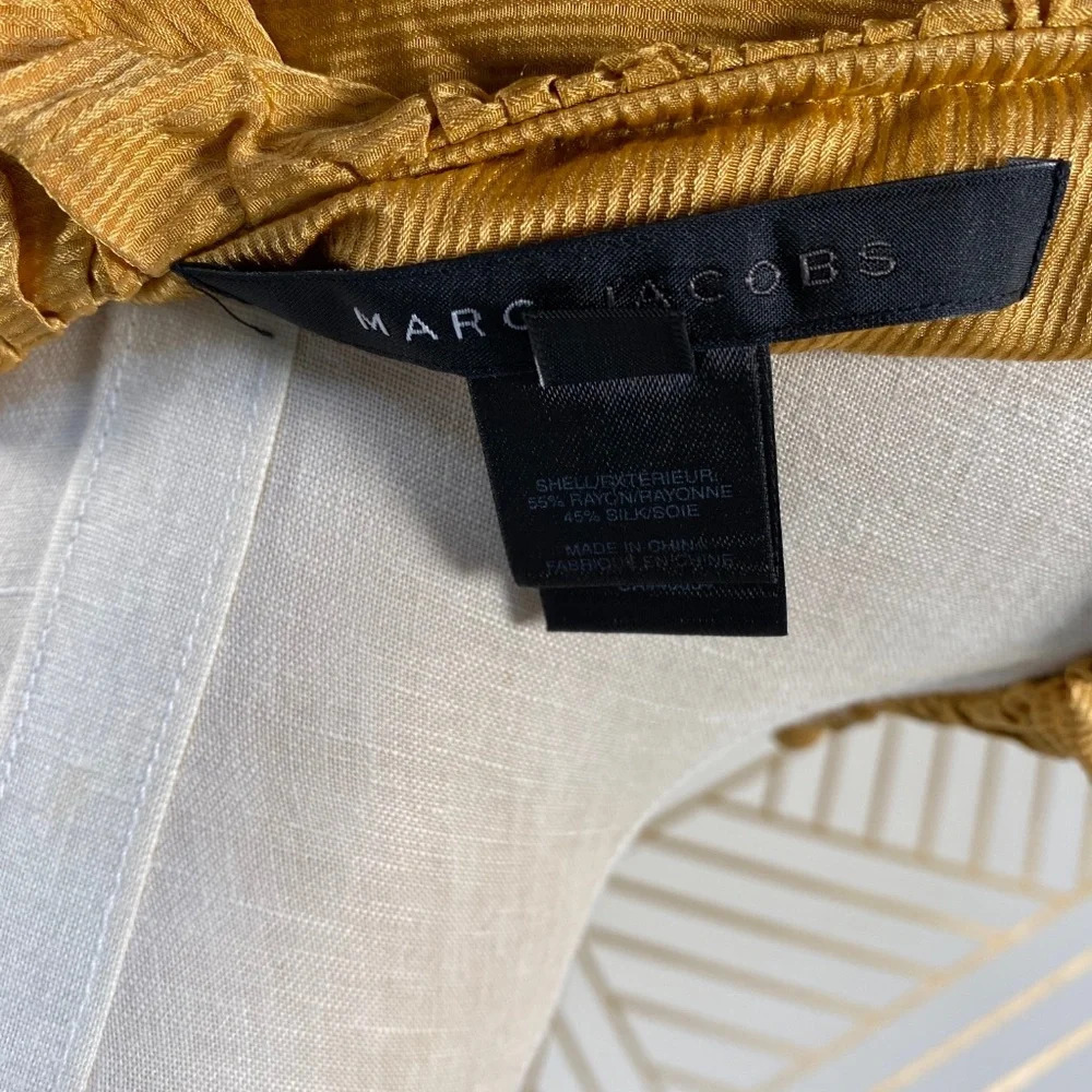 Marc Jacobs Mustard Yellow Silk Ruffle‎ Dress - Picture 8 of 8